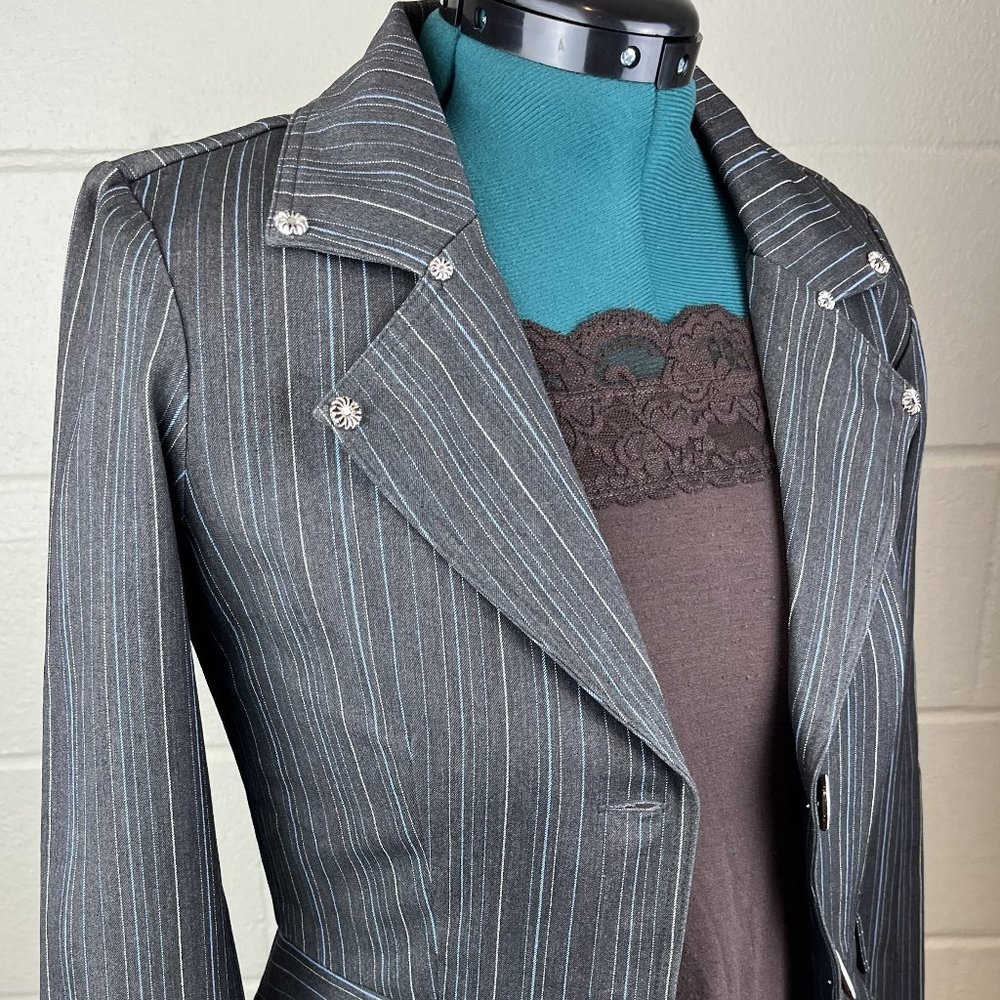 Custom Embellished Gray pin striped Jacket